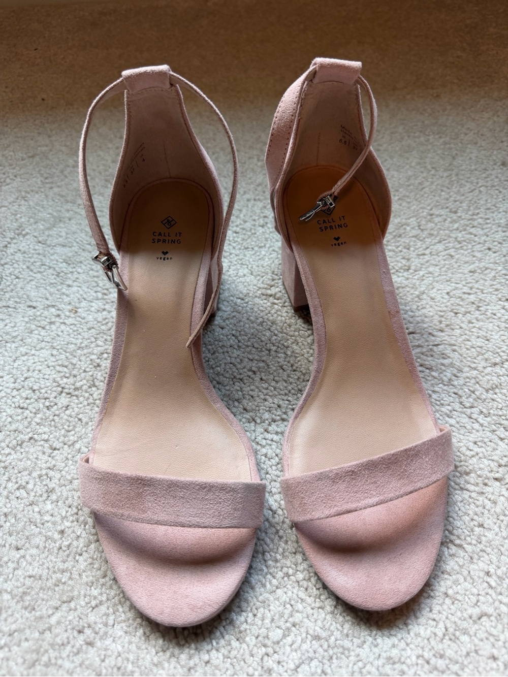 Call It Spring Dusty Pink Suede Ankle-Strap Block Heel Sandals